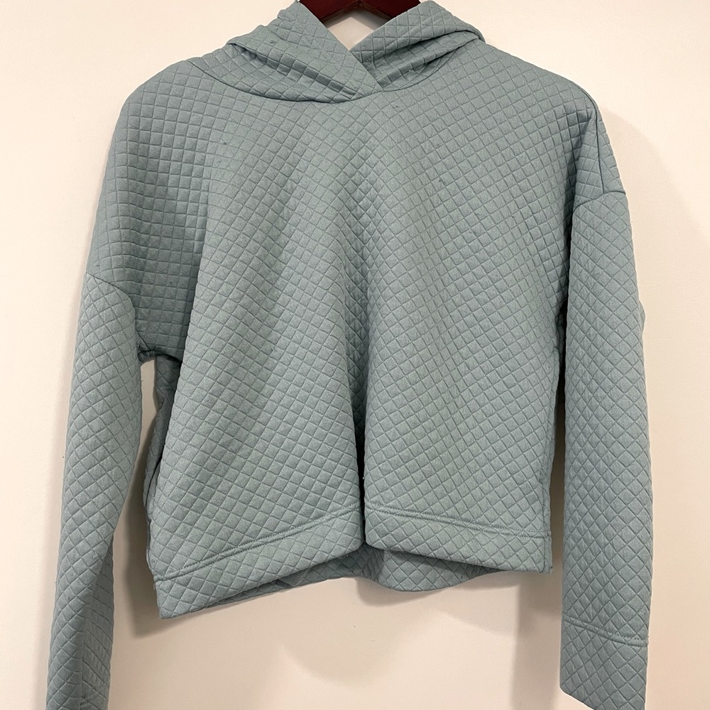 Blue Boxed Waffle Style Hooded Womens Medium Athletic Sweater